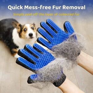 Pets grooming gloves 🧤 silicone blue color